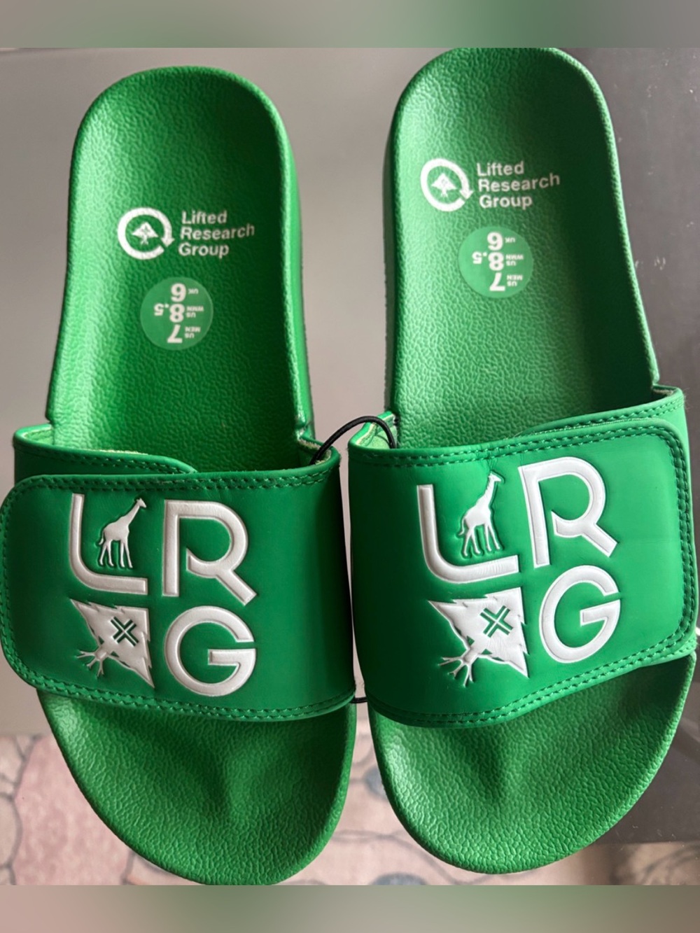 LRG Unisex logo  Green Slide Sandals